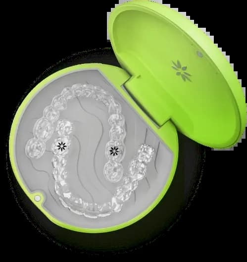 Invisalign® aligners in their case